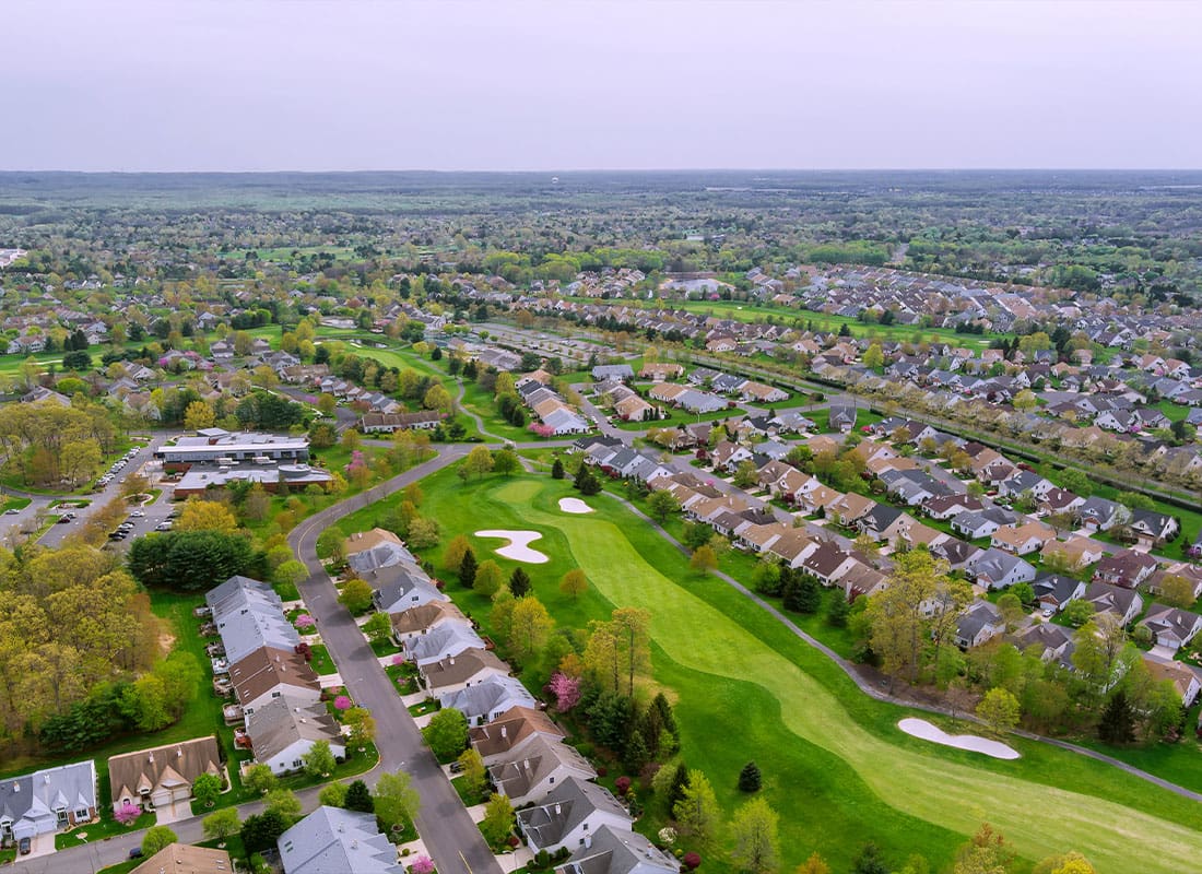 Brecksville, OH - Aerial View of the Suburbs Outside of Cleveland, Ohio