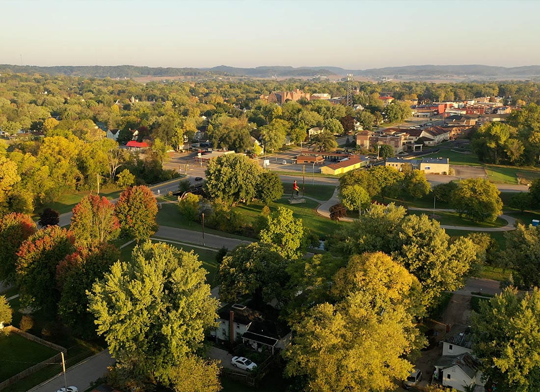 Fremont, OH - Aerial View of a Small Town in Ohio