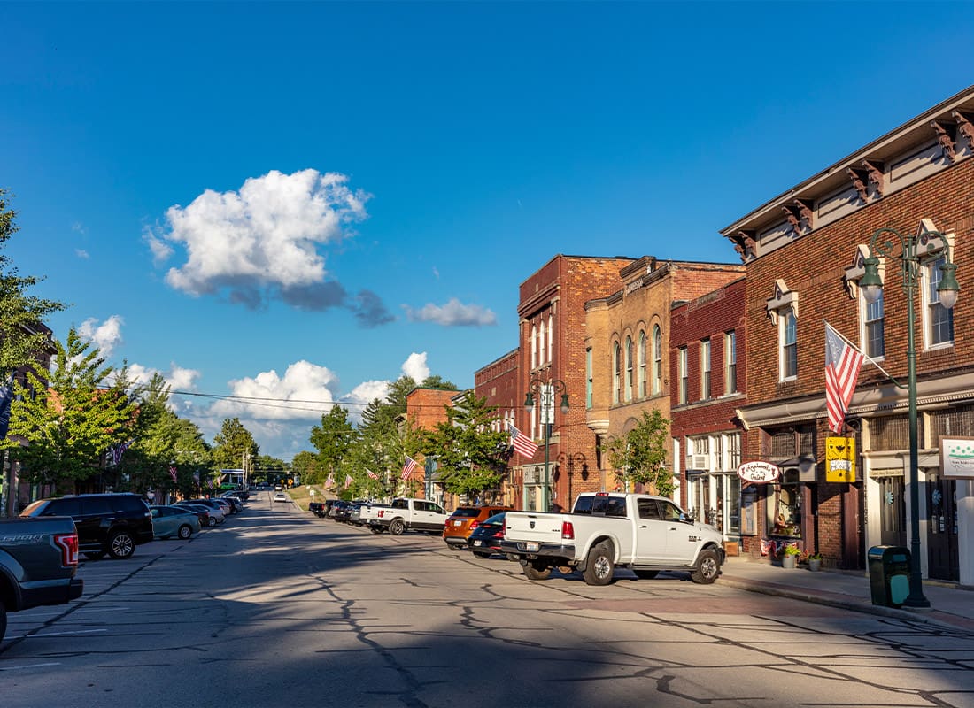 North Ridgeville, OH - Main Street With Cars Parked on the Sides in Ohio
