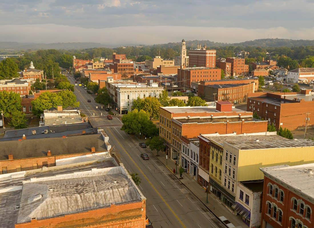 Westlake, OH - Foggy Morning Over Downtown Main Street Marietta Ohio Washington County